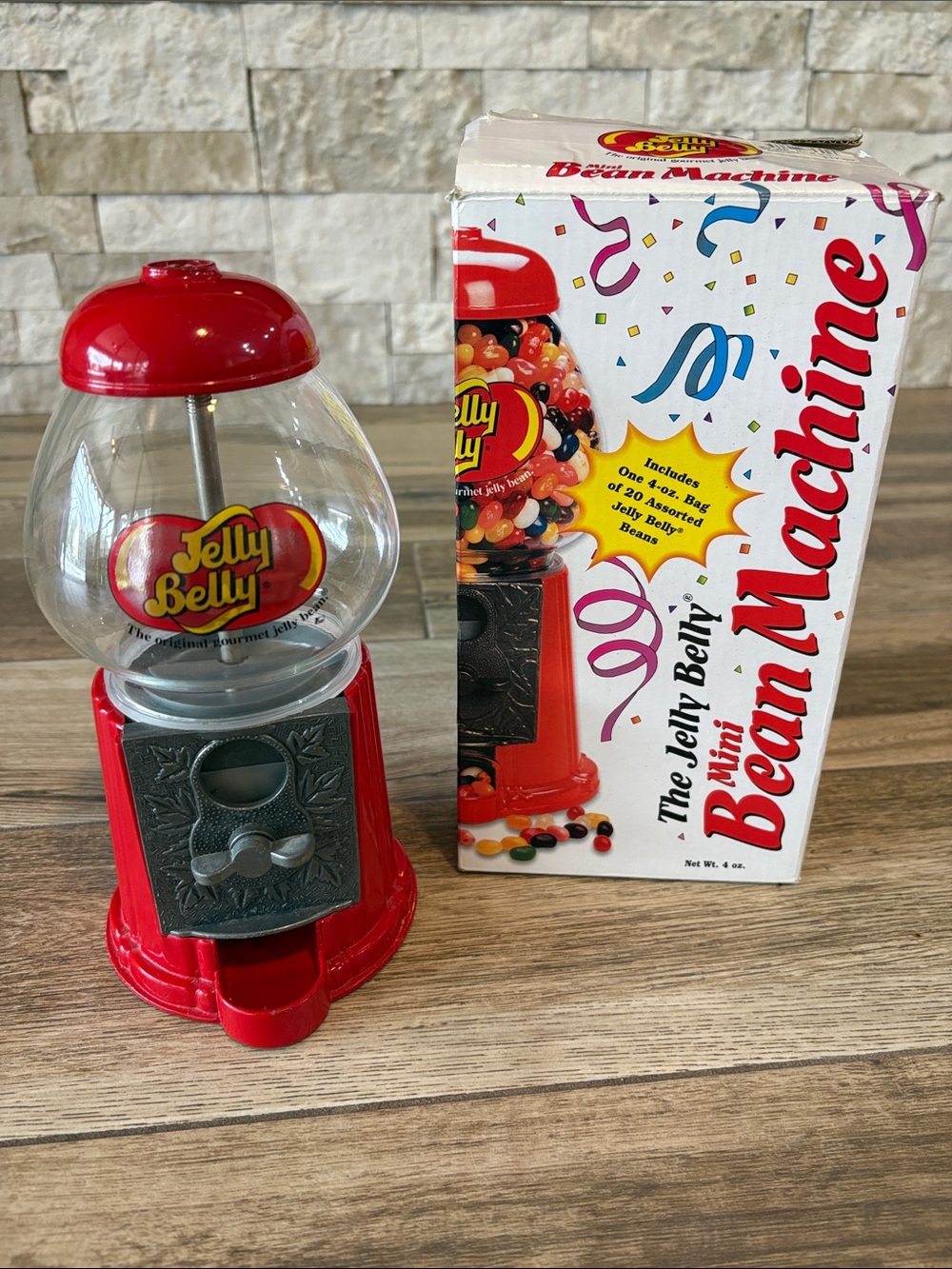 Vintage 9” Jelly Belly Gumball Machine / Dispenser Glass Globe & Metal Base
